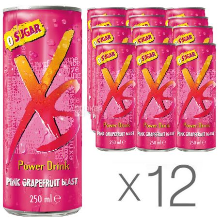 XS Power Drink, Grapefruit, упаковка 12 шт. по 0,25 л, Напиток энергетический ІксЕс, Грейпфрут
