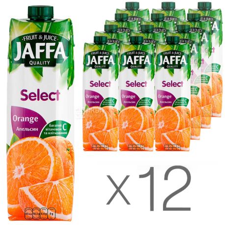 Jaffa, Select, Апельсиновый, Упаковка 12 шт. по 0,95 л, Джаффа, Нектар натуральный