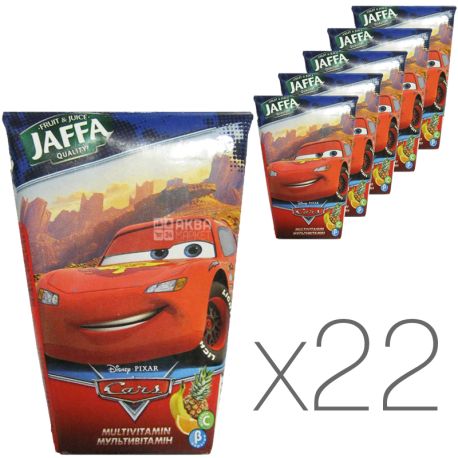 Jaffa, Disney Cars, Мультивітамін, Упаковка 22 шт. по 0,125 л, Джаффа, Дісней Тачки, Нектар натуральний, дітям від 3-х років