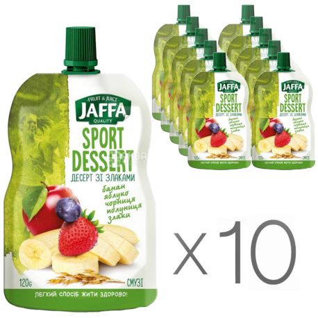 Jaffa Sport Dessert, Banana-Apple-Blueberry-Strawberry-Cereal Smoothie, 120 g, Pack of 10 pcs.