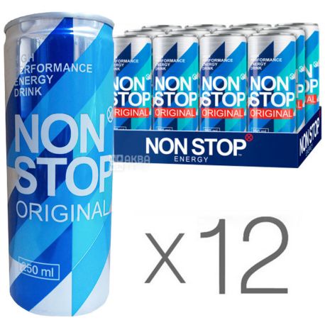 Non Stop, Original, Упаковка 12 шт. х 0,25 л, Напій енергетичний Нон Стоп