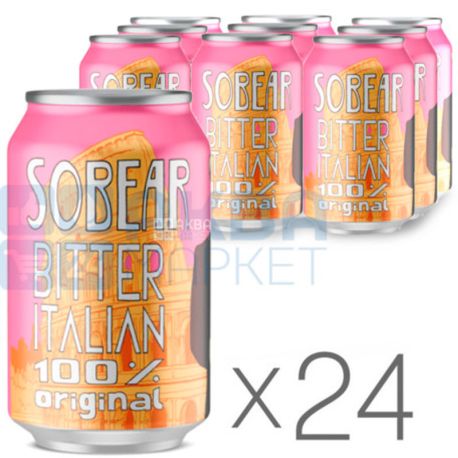 Sobear Bitter, 0,33 л, Упаковка 24 шт., Соббер Биттер, Напиток газированный, ж/б