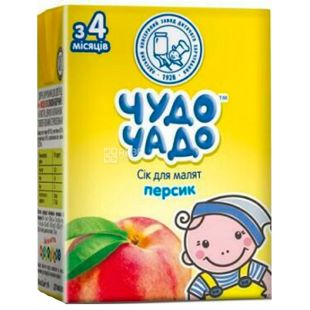 Чудо-Чадо, 0,2 л, Сік Персиковий для дітей з 4 місяців, з трубочкою