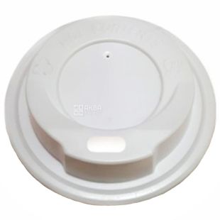 Кришка для одноразового стакана 250 мл, біла, 50 шт., D75 