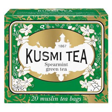 Kusmi Tea, Spearmint, 20 пак. х 2,2 г, Чай Кусмі Ті, М'ята, зелений