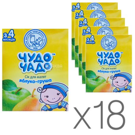 Чудо-Чадо, Яблоко-груша, 200 мл, Сок для детей с мякотью, с 4 месяцев, Упаковка 18 шт.