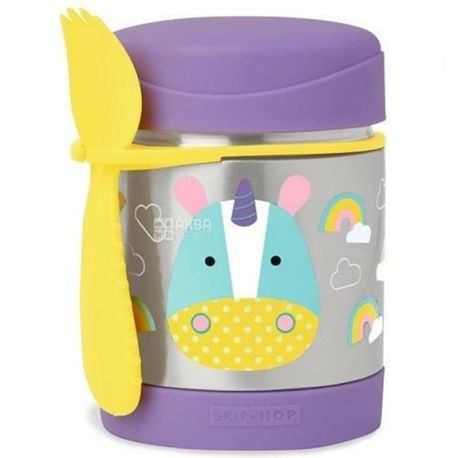 Skip Hop, Термос детский Единорог, со столовым прибором, 0,325 л