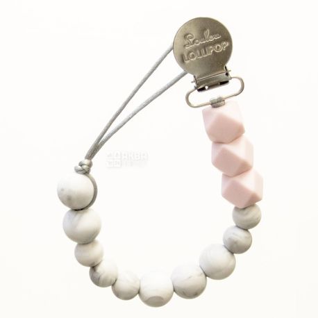 Loulou Lollipop, Держатель для пустышки Мрамор, розовый