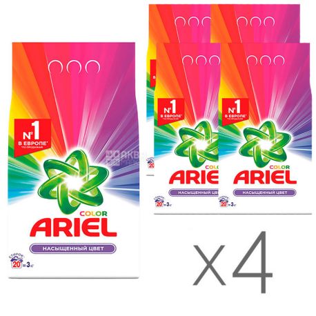 Ariel, Packing 4 pcs. on 3 kg, Laundry detergent, Color, Purity Deluxe, For color linen, the Automatic machine