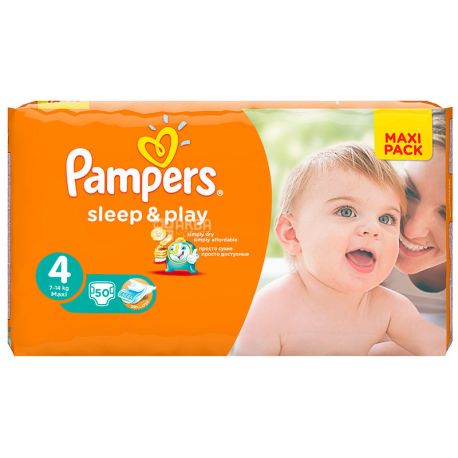 Pampers, 50 pcs., 7-14 kg, diapers, Sleep & Play, Maxi