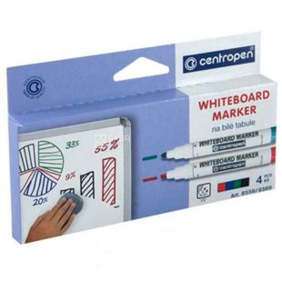 Centropen, Набір маркерів для магнітних дошок, асорті, 2,5 мм, 4 шт.