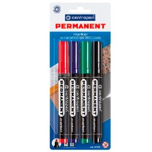 Centropen, Набор маркеров перманентный, ассорти, 2,5 мм, 4 шт.