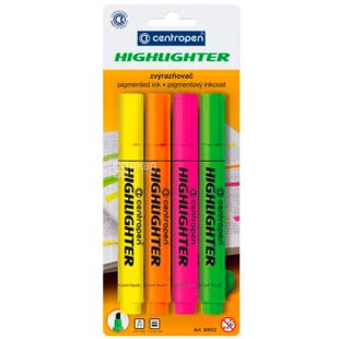 Centropen, Набор, Маркер текстовый, ассорти, 1-4,6 мм, 4 шт.