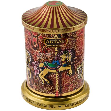 Akbar, Orient Mystery Musical Carousel, 250 г, Чай квітковий Акбар Орієнт Містері Мьюзікал Карусель, музична скринька, ж/б