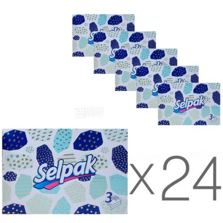Selpak, Mini Hygienic Napkins, three-layered, 24 packs of 70 pieces each.