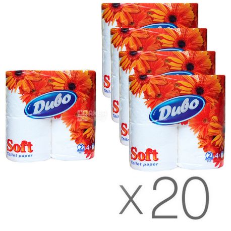 Диво Soft, Туалетная бумага двухслойная, 20 упаковок по 4 рулона