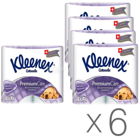 Kleenex Premium Comfort, Упаковка 6 шт. по 4 рул., Туалетний папір Клiнекс Преміум Комфорт, 4-х шаровий
