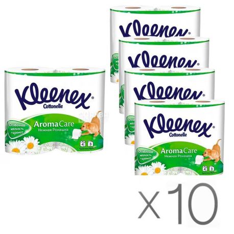 Kleenex Aroma Care, three-ply toilet paper, 10 packs of 4 rolls