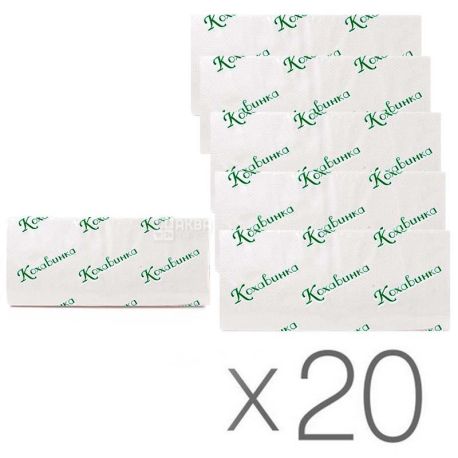 Кохавинка, Полотенца бумажные 2-х слойные, V-сложения, белые, 20 упаковок х 160 шт., 23х25 см