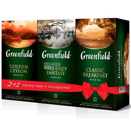 Greenfield, Golden Ceylon + Earl Gray + Classic Breakfast, 75 packs. x 2 g, Greenfield tea, black