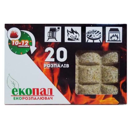 Ecopal, 20 pcs., 250 g, Lighter for the fire, In briquettes