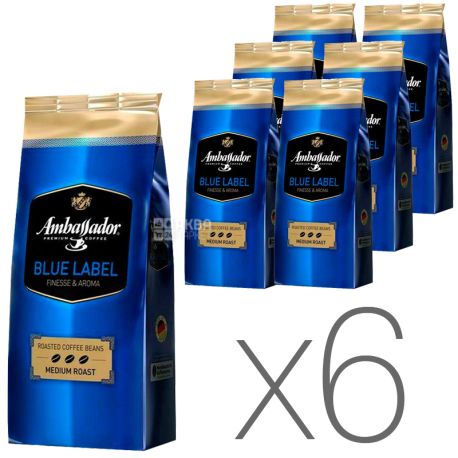 Ambassador Blue Label, 1 кг, Упаковка 6 шт., Кофе в зернах Амбассадор Блю Лэйбл