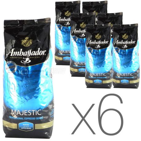 Ambassador Majestic, 1 кг, Упаковка 6 шт., Кофе в зернах Амбассадор Маджестик