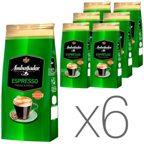 Ambassador Espresso, 1 кг, Упаковка 6 шт., Кава в зернах Амбассадор Еспрессо