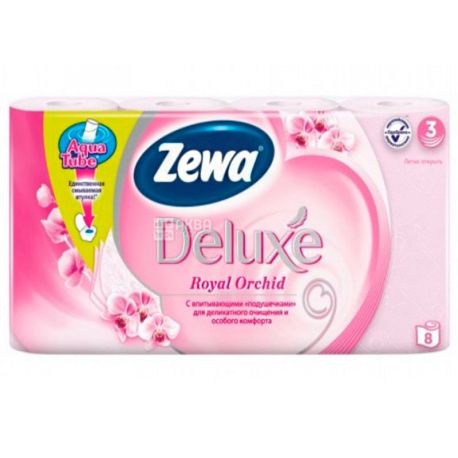 Zewa Deluxe Royal Orchid, 8 рул., Туалетний папір Зева Делюкс Роял, Орхідея, 3-х шаровий