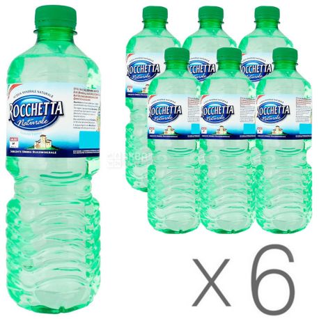 Rocchetta Naturale, 0,5 л, ПЭТ, Упаковка 6 шт., Рочетта Натурале, Вода минеральная негазированная, ПЭТ