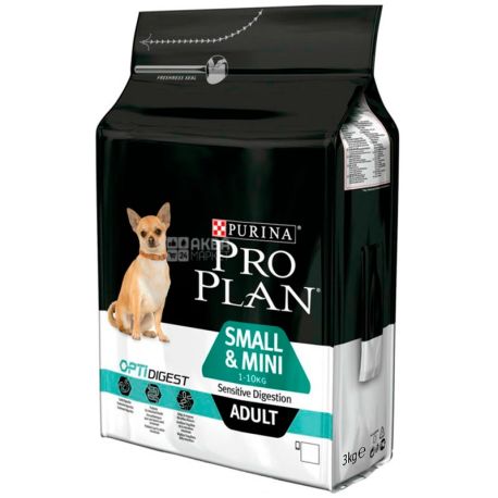 Pro Plan, 3 кг, корм для щенков малых пород с чувствительным пищеварением, Puppy, Chicken