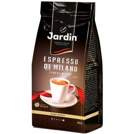 Jardin Espresso Stile di Milano, 250 г, Кофе Жардин Эспрессо Милано, темной обжарки, в зернах