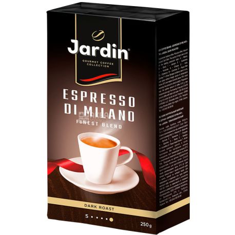 Jardin Espresso Stile di Milano, 250 г, Кава Жардін Еспрессо Мілано, темного обсмаження, мелена