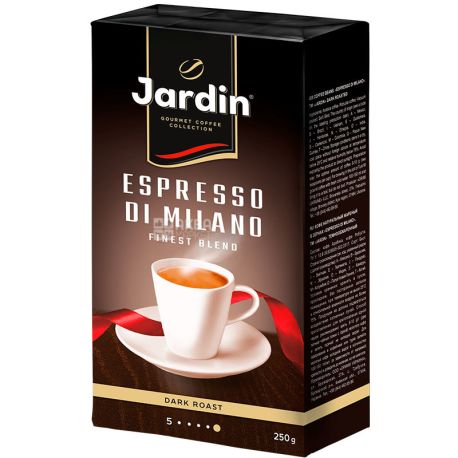 Jardin Espresso Stile di Milano, 250 г, Кофе Жардин Эспрессо Милано, темной обжарки, молотый 