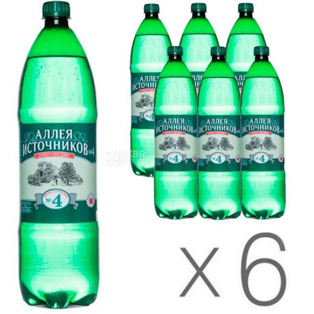 Аллея Источников, Ессентуки №4, 1,5 л, Упаковка 6 шт., Вода минеральная газированная, ПЭТ