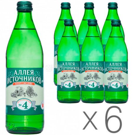 Essentuki-4, Sources Alley, Mineral water, 0.5 l, Glass, Packaging 6 pcs.