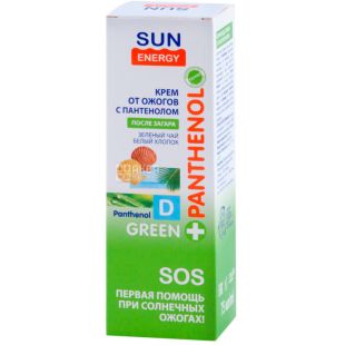 Sun Energy, Green Panthenol, 75 мл, Крем от ожогов