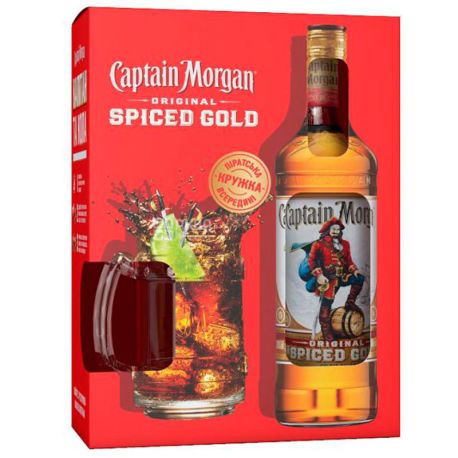 Captain Morgan, Spiced Gold, Ром, 0,7 л + кухоль