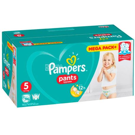 Pampers Pants Junior, 96 шт., Памперс, Підгузки-трусики, Розмір 5, 12-17 кг