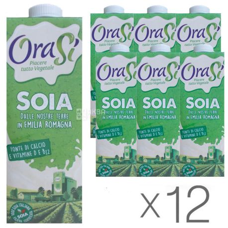 OraSi, Soia,1 л, ОраСи, Соевый напиток, с витаминами и кальцием, Упаковка 12 шт.