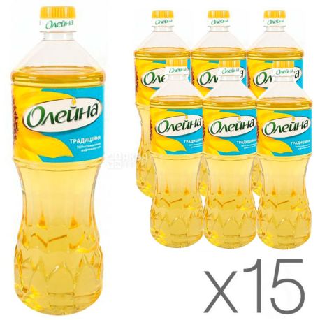 Олейна Традиційна, 0,85 л, Олія соняшникова, Рафінована, упаковка 15 шт.
