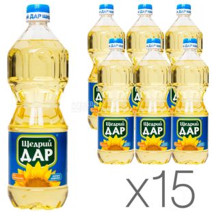 Щедрий дар, 0,85 л, Олія соняшникова рафінована, упаковка 15 шт. 