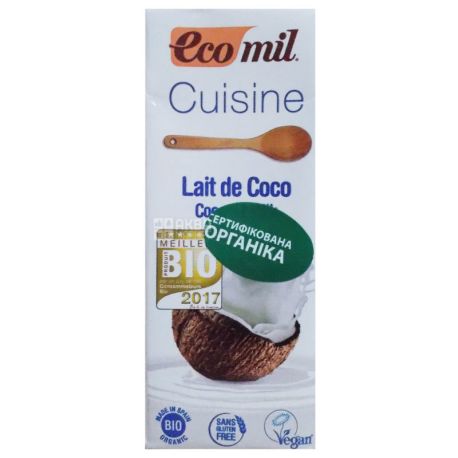 Ecomil Cuisine Coconut, 200 ml, Vegetable cream, With coconut milk, For the preparation of cream, Tetra Pak