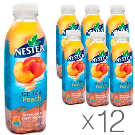 Nestea Peach, упаковка 12 шт. по 0,5 л, Чай Нести холодний чорний, Персик
