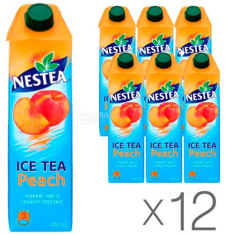 Nestea Peach, упаковка 12 шт. по 0,95 л, Чай Нести холодный черный, Персик