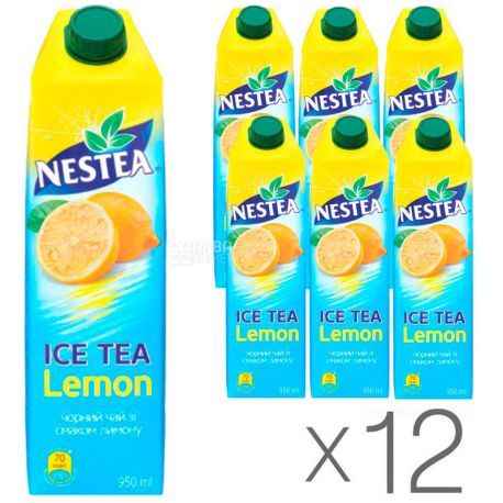 Nestea Lemon, упаковка 12 шт. по 0,95 л, Чай Нести холодний чорний, Лимон