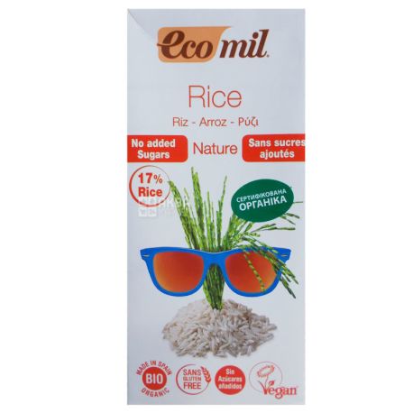 Ecomil, Rice, 1 л, Екоміл, Рослинний напій, Рис без цукру