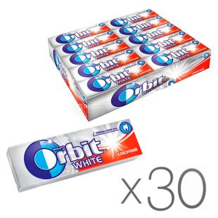 Orbit White Classic, Упаковка 30 шт. х 14г., Орбіт, Жувальна гумка, Білосніжний Класичний
