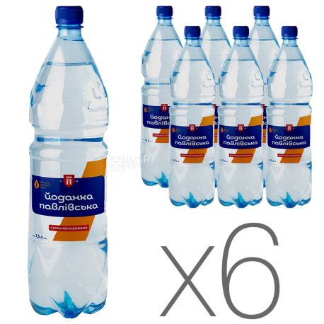 Йоданка Павлівська, 1,5 л, Упаковка 6 шт., Вода мінеральна сильногазована, ПЕТ