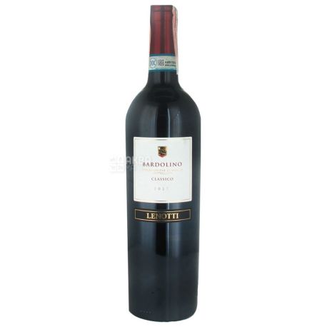 Lenotti Bardolino Classico, Вино красное полусухое, 0,75 л